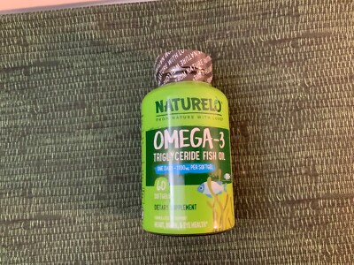 NATURELO Burpless Omega 3 Fish Oil Supplement - 1100mg Triglyceride 60 Softgels