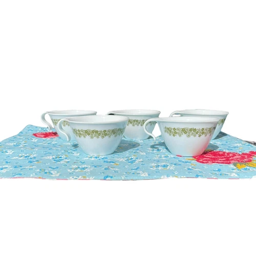 Set of 5 Corelle Spring Blossom Crazy Daisy coffee mugs tea cups hook handle
