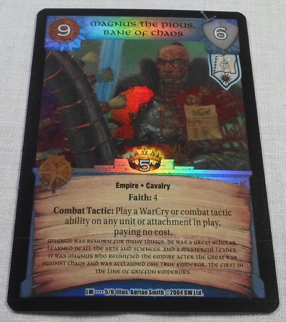 GAMES WORKSHOP WARHAMMER GAME MAGNUS THE PIOUS BANE OF CHAOS FOIL SINGLE  CARD