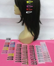 CHOOSE QUANTITY-50MM LONG WOMAN SNAP PIN HAIR CLIP, COATED  METAL, SPRING CLIP