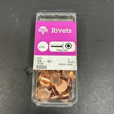 40 Pc Copper Steel Rivets Burrs 4 Oz 9 x 3/8 X 3/4 8006