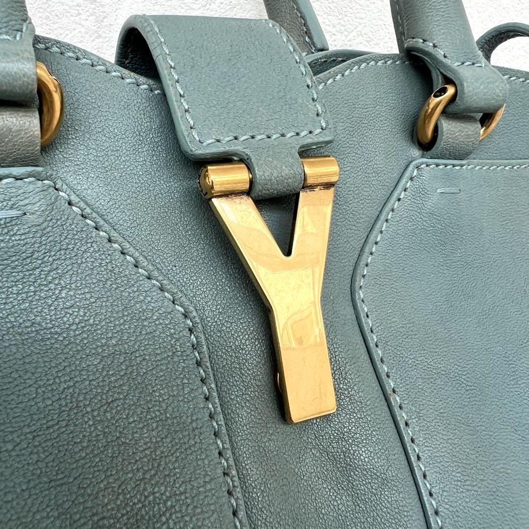 Borsa a tracolla Yves Saint Laurent YSL Cabas pelle blu autentica F0606519