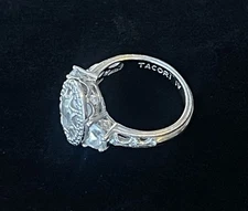 TACORI IV STERLING SILVER 925 CZ VINTAGE FILIGREE ART DECO RING, SIZE 7