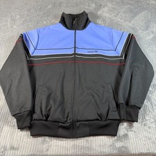 Vintage Adidas 80s Trefoil Track Jacket Black Blue Colorway Mens Large