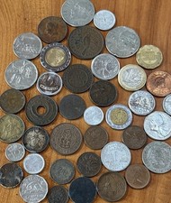 Vintage World Coin Collection Lot 1919 To 1970s Foreign Coins Italy NZ Canada