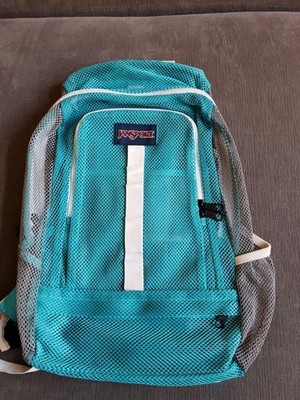 mesh book bags jansport Jansport Aqua & Gray Mesh Backpack See Through Book School Bag TZA3 -  EXCELLENT!