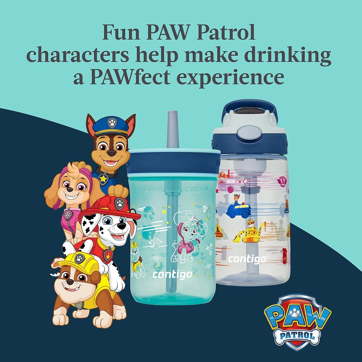 Contigo Paw Patrol Kids 14oz Plastic Water Bottles Aubrey Design