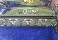 Vintage Taiyo Mark M 4 US Army Military War Tank Battery Operated Tin Toy Toy243