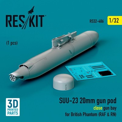 ResKit RS32-0486 - 1:32 SUU-23 20mm gun pod (close gun bay) for British Phantom 