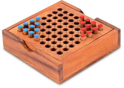 Halma Reisespiel – klassisches Strategiespiel im Mini-Holzkasten für 2 Spieler R - Bild 1 von 4