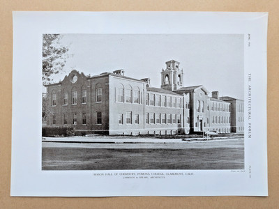 Mason Hall of Chemistry, Pomona College, Claremont, Cali - Antique Print - 1926