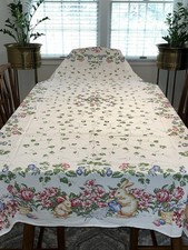 Vtg WC Designs Country Garden Rectangular Easter Tablecloth 60 x 100 Spring