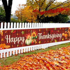 Happy Thanksgiving Banner for Thanksgiving Decorations 120X20 Inch