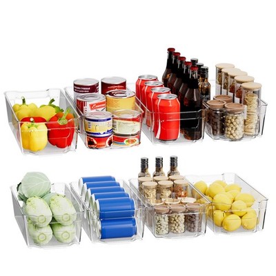 Clear Fridge Organizer, Refrigerator Organizer Bins with Handle, Freezer, Kitche