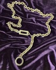 Vtg Silver Tone Metal Chain Link Belt Rings Belt One Sz Adjustable