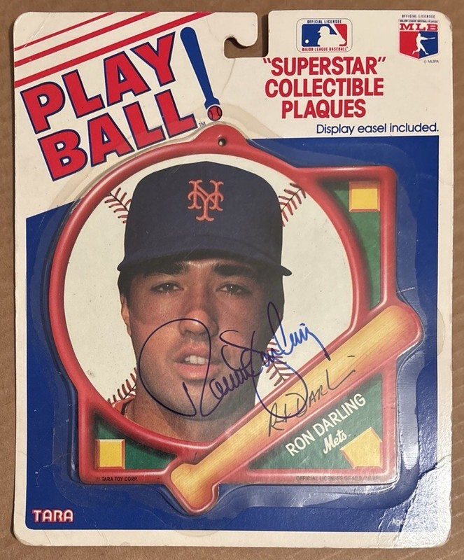 1989 Ron Darling Signed Play Ball Superstar Collectible Plaque by TARA MLB