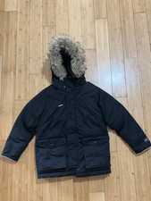 Gap kids boys' size M fill Black faux fur hooded parka coat
