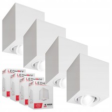 4x White GU10 LED Surface Mount Ceiling Spot Light Fixture, Adjustable