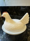 Vintage White Milk Glass Small Hen On Nest. No Brand Marking