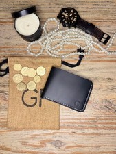 Full-Grain Leather Slim Wallet, Hand-Stitched...