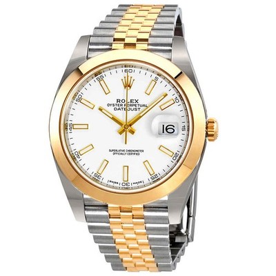 Rolex Datejust 41 White Dial Steel and 18K Yellow Gold Jubilee Bracelet Men's