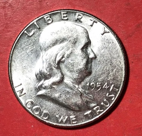 1954 US Franklin SILVER Half Dollar! "Philadelphia Mint"! AU! Old US Coin!