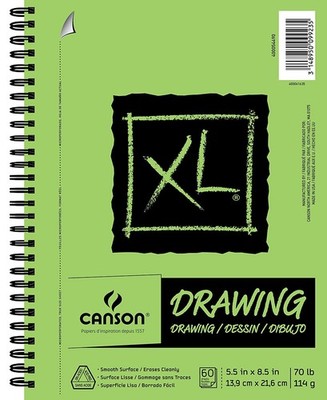 Canson XL Series Drawing Paper, Wirebound Pad, 5.5x8.5 inches, 5.5x8.5, White 
