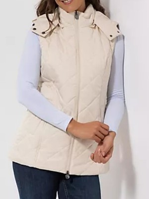 CENTIGRADE Steppweste Rautensteppung Stehkragen 2--Wege-Zipper Gr.48 Ecru 