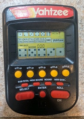 Vintage 1995 Milton Bradley Yahtzee Electronic Handheld - Black WORKING! 
