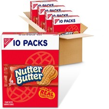 Nutter Butter Peanut Butter Sandwich Cookies, 40 Snack Packs 4 Cookies Per Pa...
