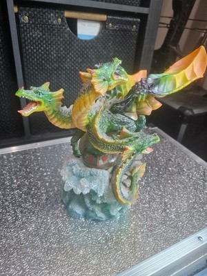 Three Headed Dragon Statue Resin Hydra Fantasy Decor Orb Crystal Ball Base Displ