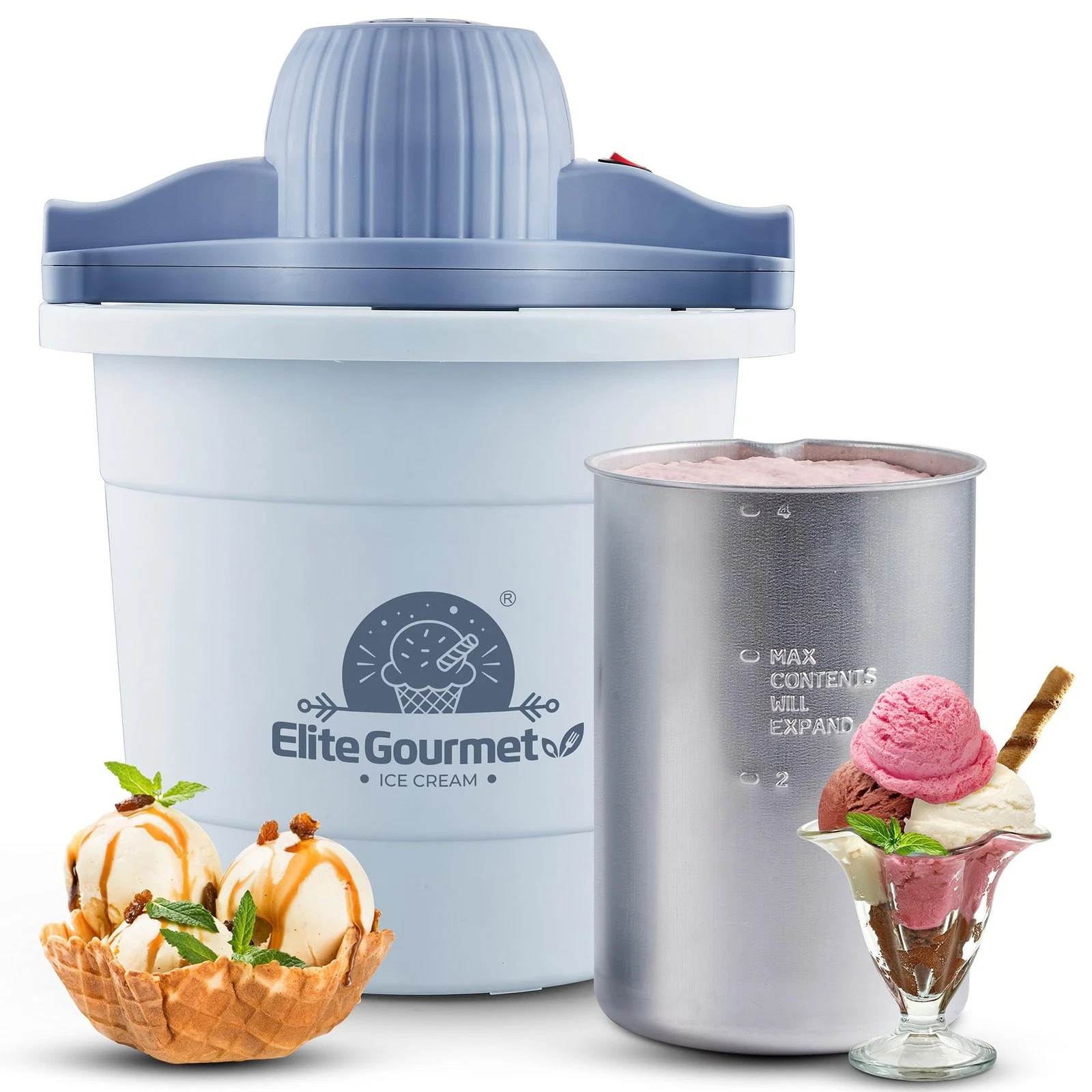 Electric Ice Cream Maker 4Qt Aluminum Freezing Cannister EIM350 Periwinkle
Opens in a new window or