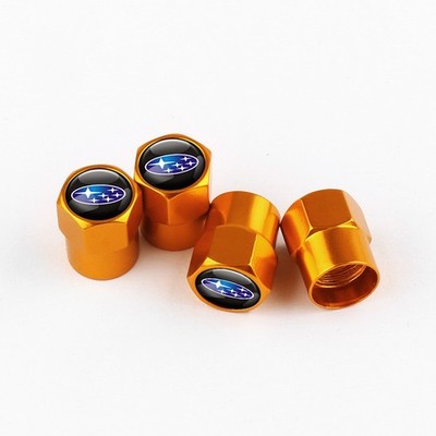Compatible with Subaru 4Pcs Tire Valve Stem Caps Gold Anodized Aluminum Set