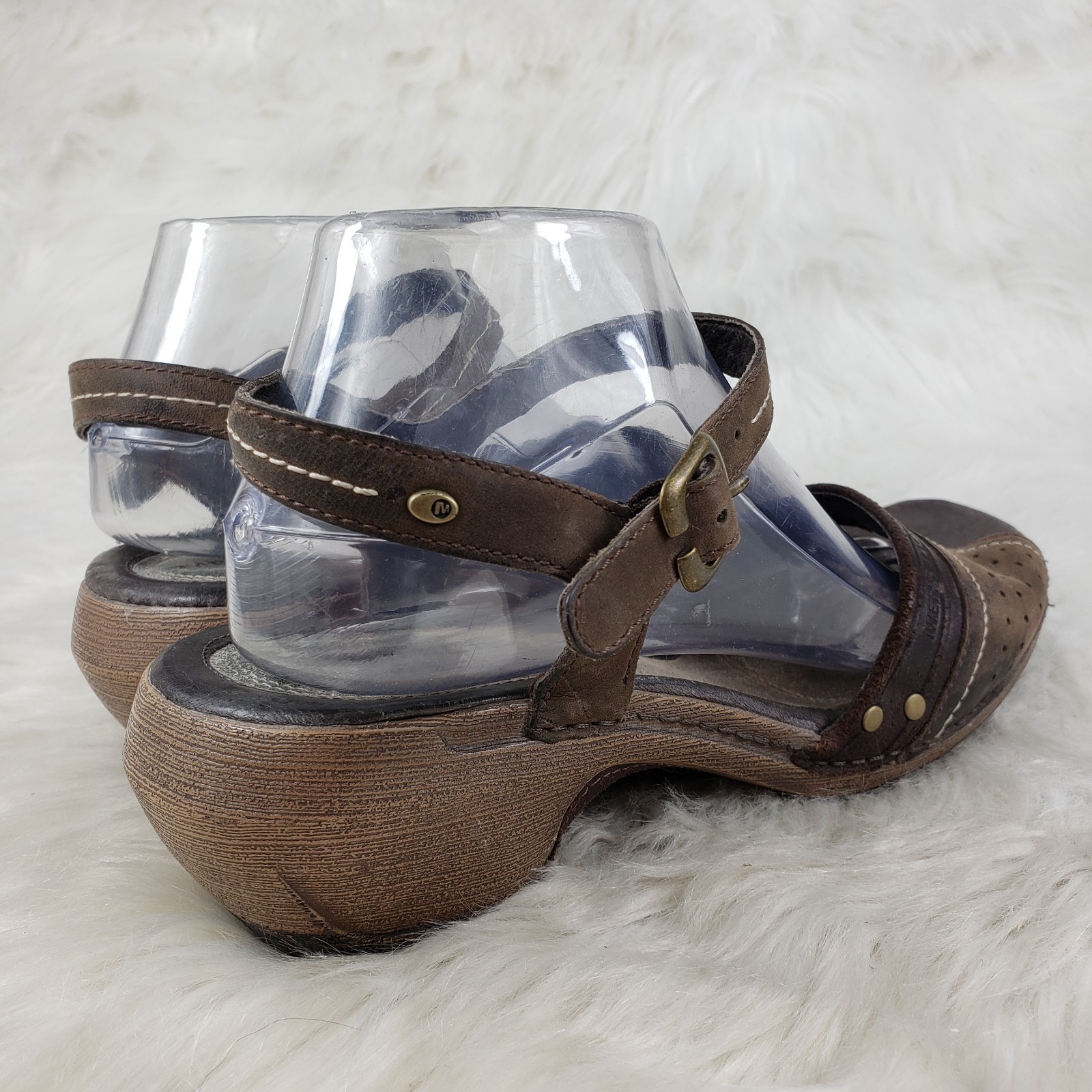 MERRELL Luxe Strap Caffè Marrone Pelle Sandali Casual Donna Taglia US 10 EUR 41