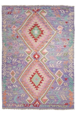 NavaRugs Kelim Teppich 191x135cm Afghan Handgewebt Orientteppich Wolle Kilim Rug