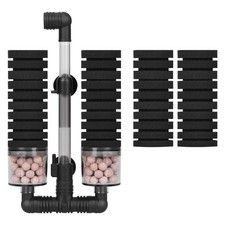 AQUANEAT Aquarium Air Powered Sponge Filter with Ceramic Media Middle, black