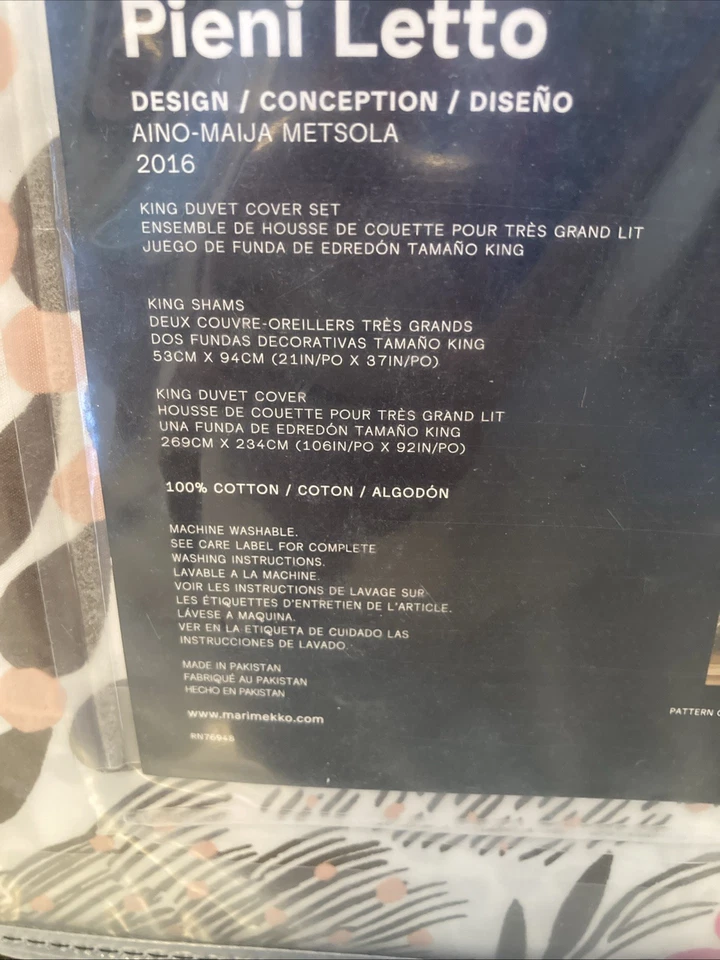 Juego de funda nórdica Marimekko Pieni Letto King 100 % algodón Cp. @ $179 Foto 4 de 4