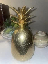 Brass Pineapple Trinket Container Hamilton Brass 9”Tall Heavy - Made In India