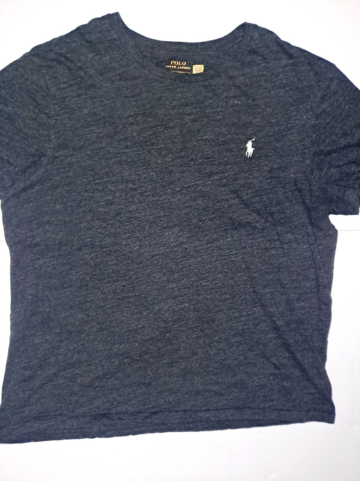 Polo Ralph Lauren camicia girocollo uomo grande grigio scuro pony ricamata
