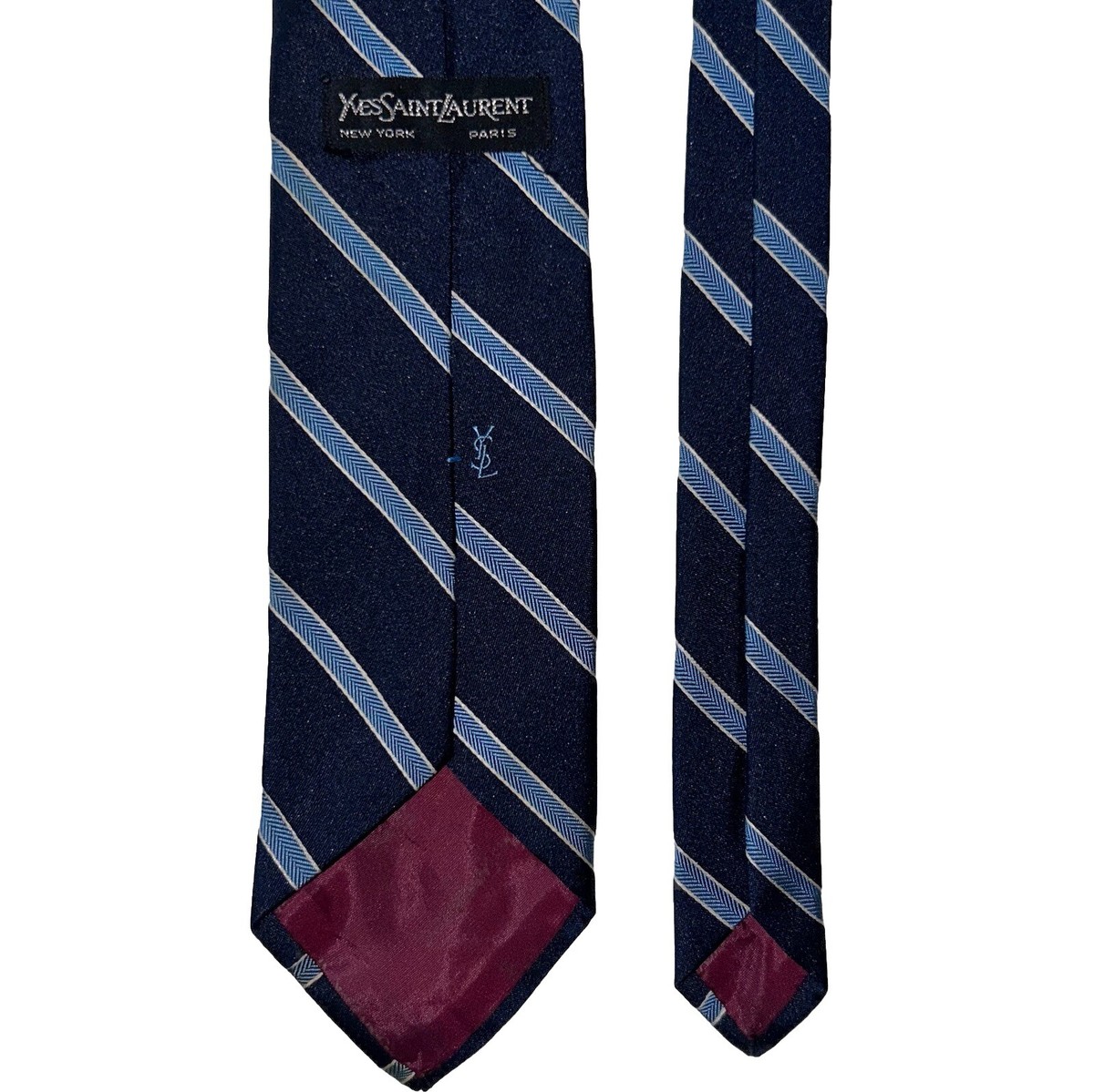 Vintage YSL Blue Striped Knit Mens Tie Necktie | eBay
