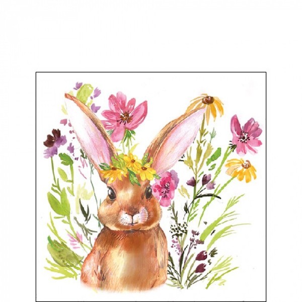 20 Papierservietten, Cocktail - Servietten Girl Bunny Ambiente 25X25Cm | Ostern-image