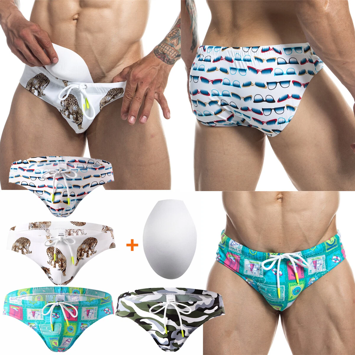 Push up best sale men's swimwear