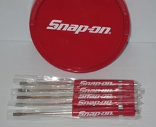 FIVE NEW - SNAP ON RED POCKET SCREWDRIVERS,FLAT TIP WITH MAGNETIC END - NEW!!