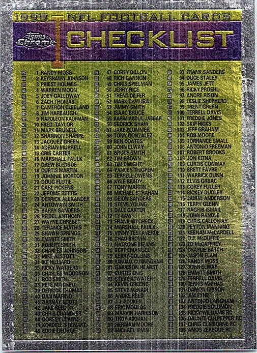 1999 Topps Chrome Football Pick / Choose Your Cards