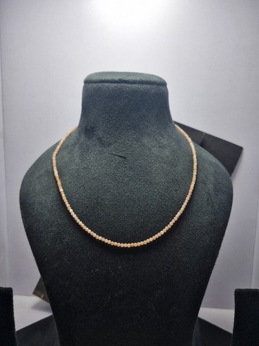 necklace 28" string 3 mm beads moonstone gemstone beads set in 925 fine silvers