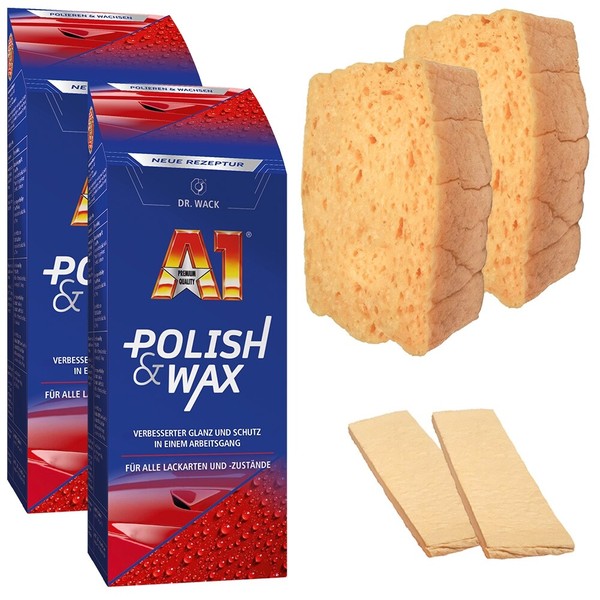 2X A1 Polish - Wax 500 Ml Von Dr. Wack 2640 Incl. 2X Schwamm-image