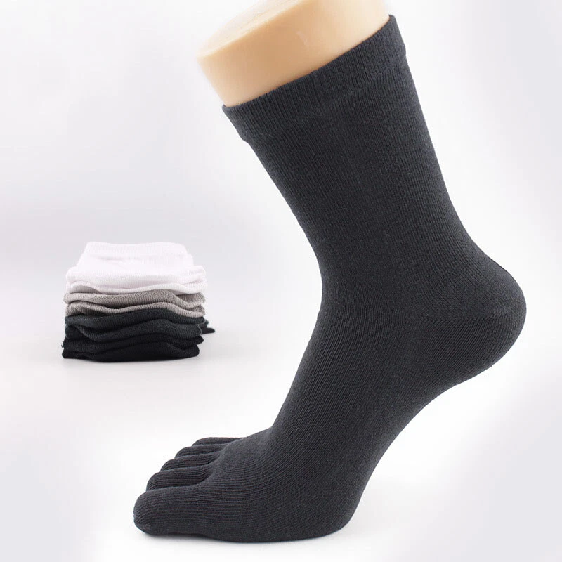 4 Pack Men Five Finger Toe Socks Cotton Ankle Casual Sports Solid Color Breathe
