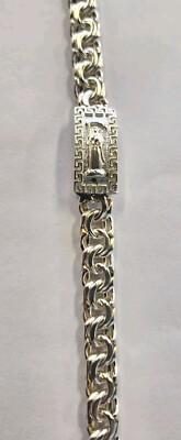 56 Gram 24 '' Inch Chino Link Chain  Sterling Silver Greek Key Santa Muerte Lock