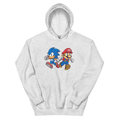 Super Mario & Sonic the Hedgehog Hoodie, Custom Gamer Tee, Sonic vs Mario Hoodie