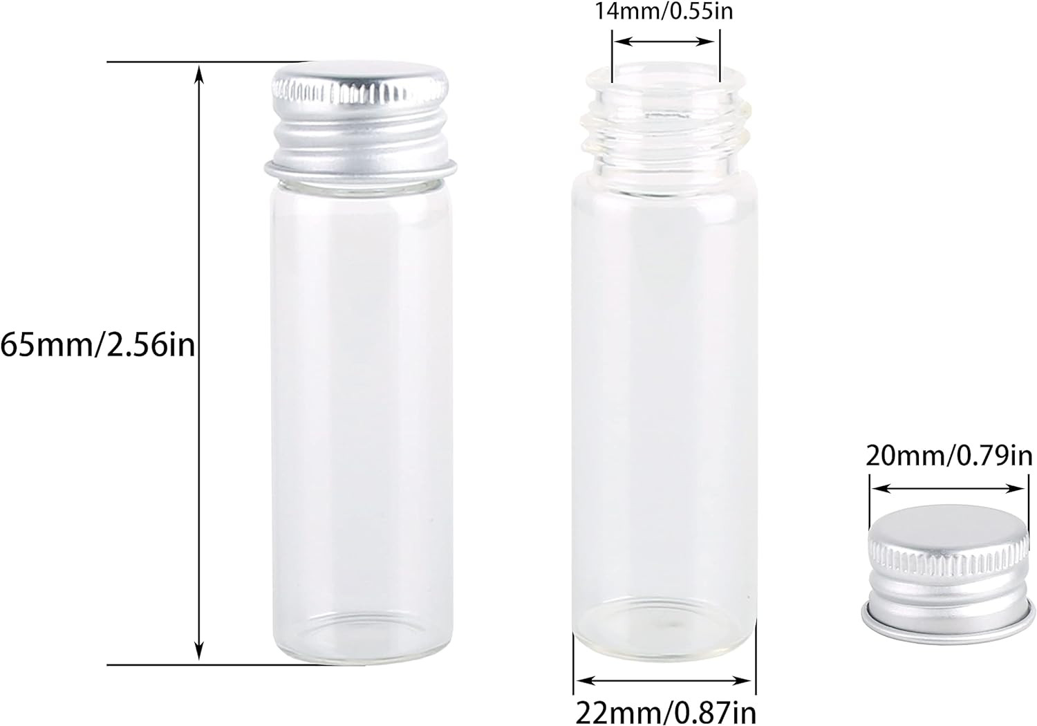 24 Tiny Jars with Aluminum Screw Lids 15Ml Small Glass Bottles Clear Mini Vials 